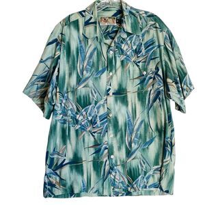 Vintage Tori Richard Hawaiian Shirt Men’s M Green Tropical Short Sleeve Aloha